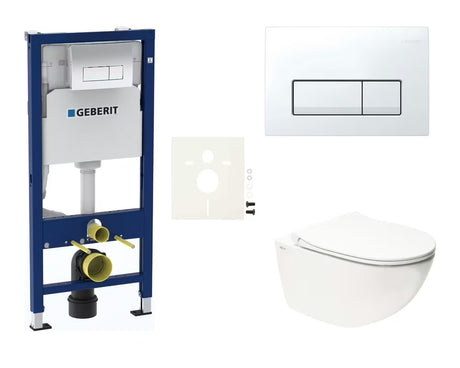Závěsný WC set SAT Infinitio s nádržkou Geberit Duofix a ovládacím tlačítkem Delta