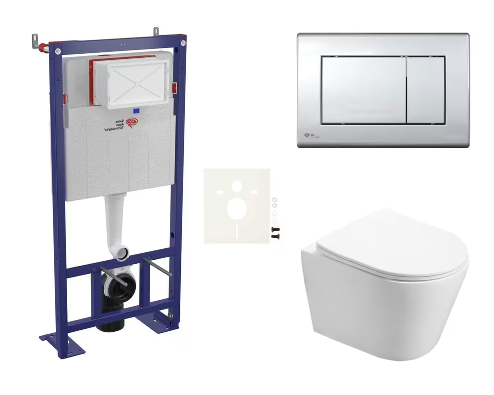 Viseči WC set SAT Infinitio s podometnim modulom, splakovalno tipko in sedežem z mehko Zapiranje Soft Close