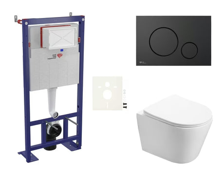 Závěsný WC set SAT Infinitio s podomítkovým modulem, černým matným tlačítkem a sedátkem SoftClose