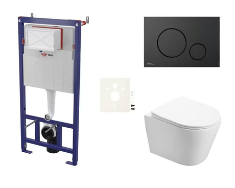 Závěsný WC set SAT Infinitio s podomítkovým modulem, ovládacím tlačítkem a sedátkem se SoftClose a EasyLock