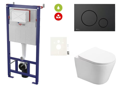Závěsný WC set SAT Infinitio s podomítkovým modulem, ovládacím tlačítkem a sedátkem se SoftClose a EasyLock