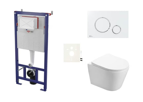 Závěsný WC set SAT Infinitio s podomítkovou nádržkou, ovládacím tlačítkem a sedátkem SoftClose