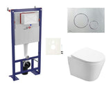 Závěsný WC set SAT Infinitio pro předstěnovou montáž s tlačítkem v matné bílé a sedátkem SoftClose