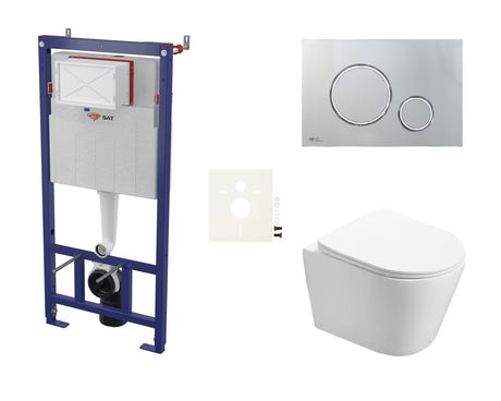 Závěsný WC set SAT Infinitio s podomítkovou nádržkou, ovládacím tlačítkem a sedátkem SoftClose