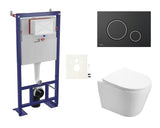 Závěsný WC set SAT Infinitio s podomítkovým modulem do lehké stěny, černým matným tlačítkem a sedátkem SoftClose