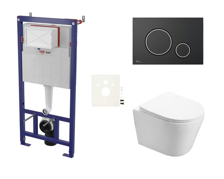 Závěsný WC set SAT Infinitio s podomítkovým modulem, ovládacím tlačítkem a sedátkem se SoftClose