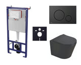 Závěsný WC set SAT Infinitio s předstěnovým modulem, černým ovládacím tlačítkem a sedátkem SoftClose
