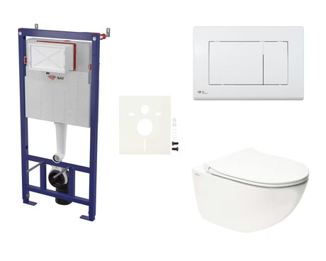 Závěsný WC set SAT Infinitio s podomítkovou nádržkou, ovládacím tlačítkem a sedátkem SoftClose