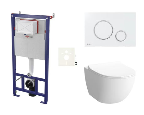 Závěsný WC set SAT Infinitio s podomítkovým modulem, ovládacím tlačítkem a sedátkem SoftClose