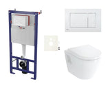 Viseči WC set vitra Integra s predstensko instalacijo, splakovalnikom SAT in belim aktivirnim gumbom