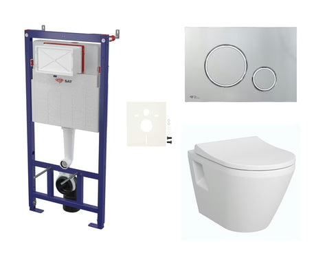 Závěsný WC set VitrA Integra se skrytou nádržkou a ovládacím tlačítkem v provedení chrom matný