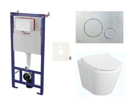 Závěsný WC set VitrA Integra s instalačním modulem, nádržkou SAT a sedátkem SoftClose v bílé barvě.