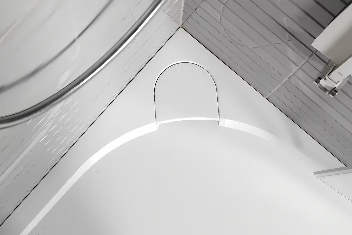 Bílá obdélníková sprchová vanička SAT Limcc 140x80 cm z litého mramoru s krytým rohovým odpadem
