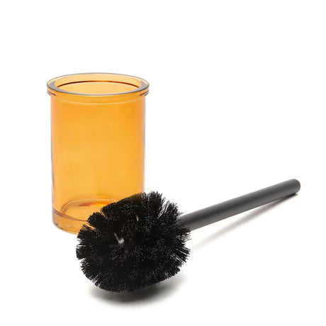 Volně stojící WC štětka SAT Magic v hnědém lesklém provedení se zaobleným tvarem.