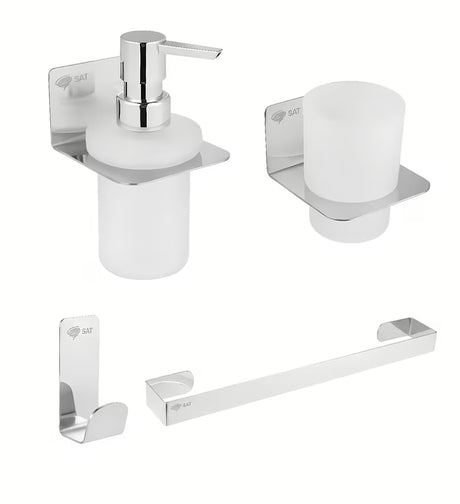 Sada koupelnových doplňků SAT Mood v moderním jednotném designu pro sladěnou koupelnu.