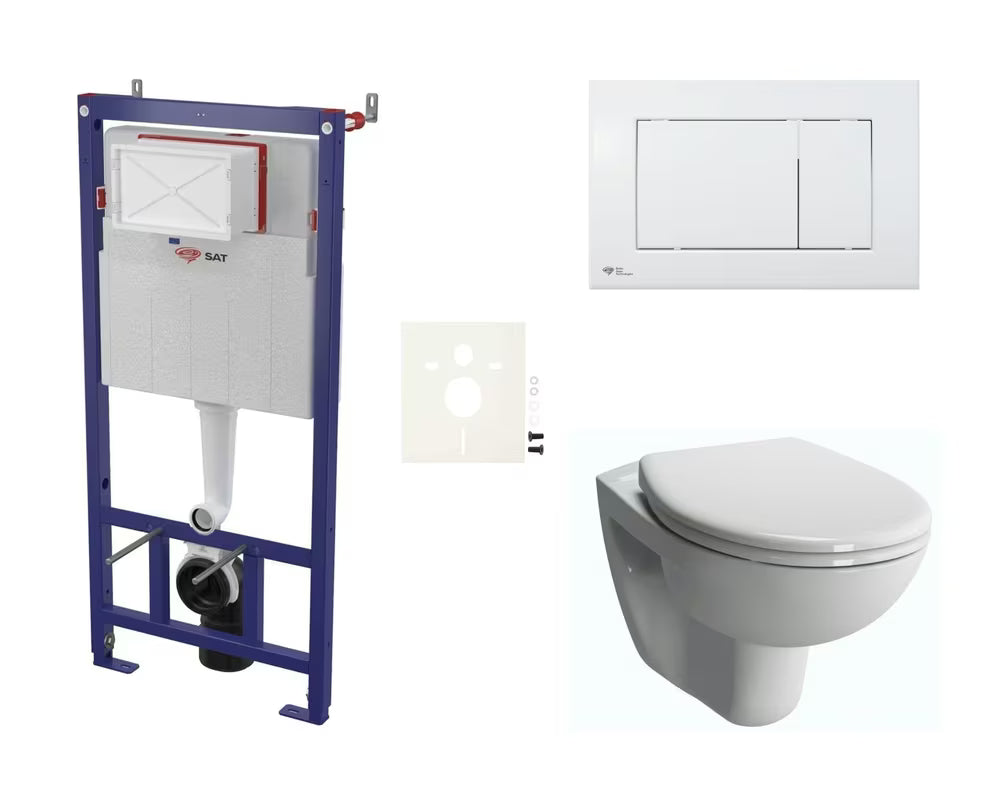Viseći WC set vitra Normus pro za predzidnu montažu s bijelom keramikom i sjedalom soft Close