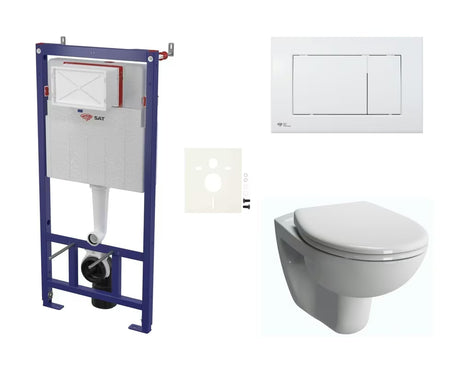 Závěsný WC set VitrA Normus v bílé lesklé s předstěnovým modulem a sedátkem SoftClose