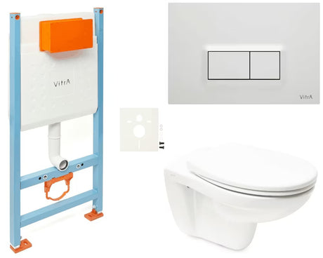 Závěsný WC set VitrA Normus v bílé barvě s bezokrajovou technologií Rimless a sedátkem SoftClose