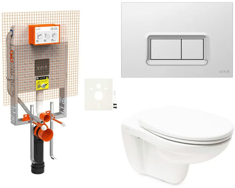 Závěsný WC set VitrA Normus k zazdění s ovládacím tlačítkem a sedátkem se SoftClose.