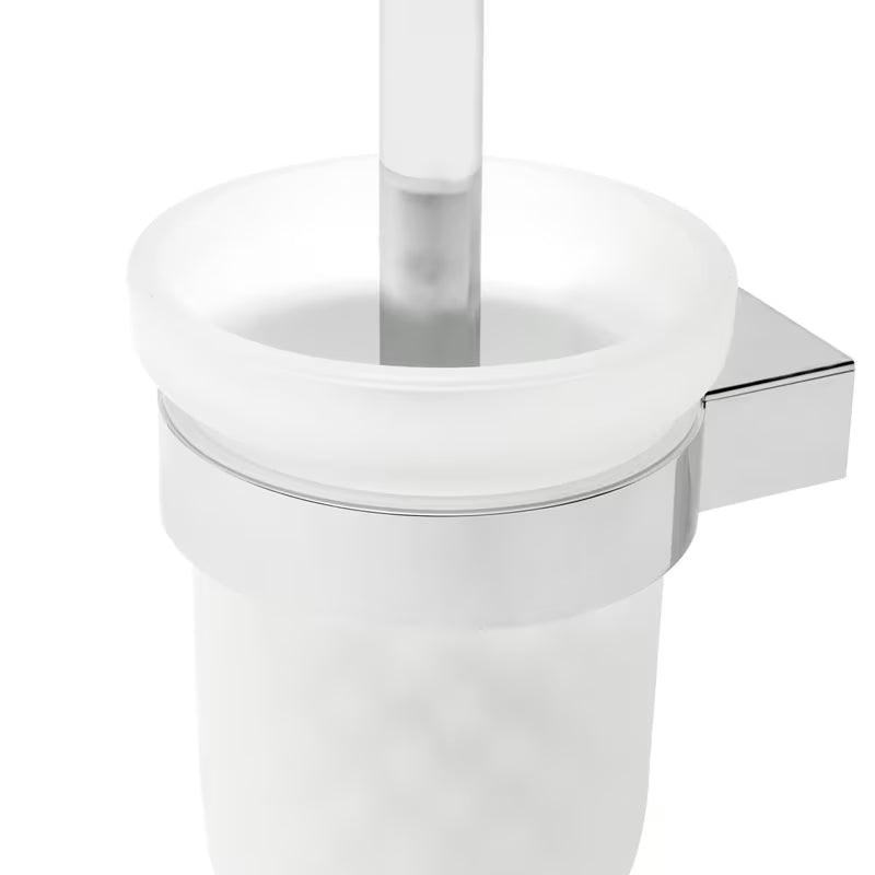 Nástěnná WC štětka SAT Project v chromu s mléčným sklem