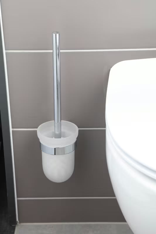 Nástěnná WC štětka SAT Project v chromu s mléčným sklem