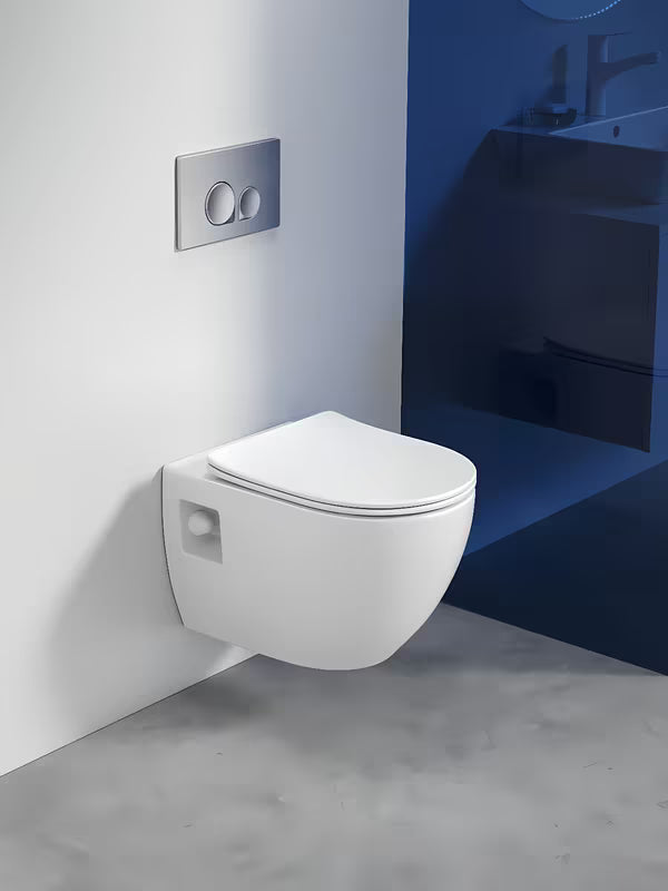 Závěsné WC SAT Project v bílé lesklé barvě se sedátkem SoftClose a otevřeným okruhem splachování