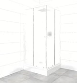 Čtvercový sprchový kout SAT Project 90x90 cm s bílými profily, posuvnými dveřmi a vaničkou
