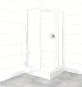 Čtvercový sprchový kout SAT Project 90x90 cm s bílými profily, posuvnými dveřmi a vaničkou