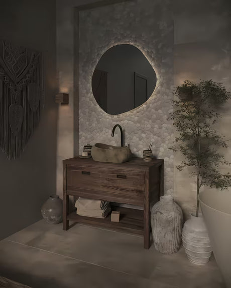 Umyvadlo na desku SAT Purity z přírodního říčního kamene bez přepadu