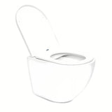 Bílé závěsné WC SAT s Rimless provedením bez splachovacího okruhu a sedátkem se SoftClose
