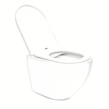 Bílé závěsné WC SAT s Rimless provedením bez splachovacího okruhu a sedátkem se SoftClose