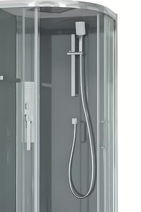 Čtvrtkruhový sprchový box SAT 90x90 cm s chromovými profily a čirým sklem