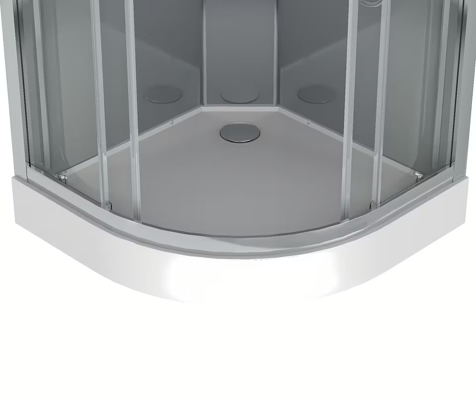 Čtvrtkruhový sprchový box SAT 90x90 cm s chromovými profily a čirým sklem