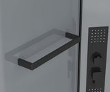 Čtvrtkruhový sprchový box 90x90 cm s černými profily, čirým sklem a bílou vaničkou