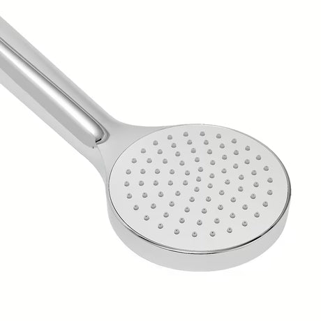 Chromová ruční sprcha SAT s jednou funkcí a průměrem 10 cm se silikonovými tryskami pro snadnou údržbu.