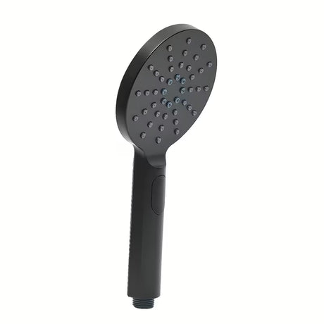 Černá ruční sprcha SAT s oblým designem, průměrem 12 cm a třemi funkcemi proudu vody.