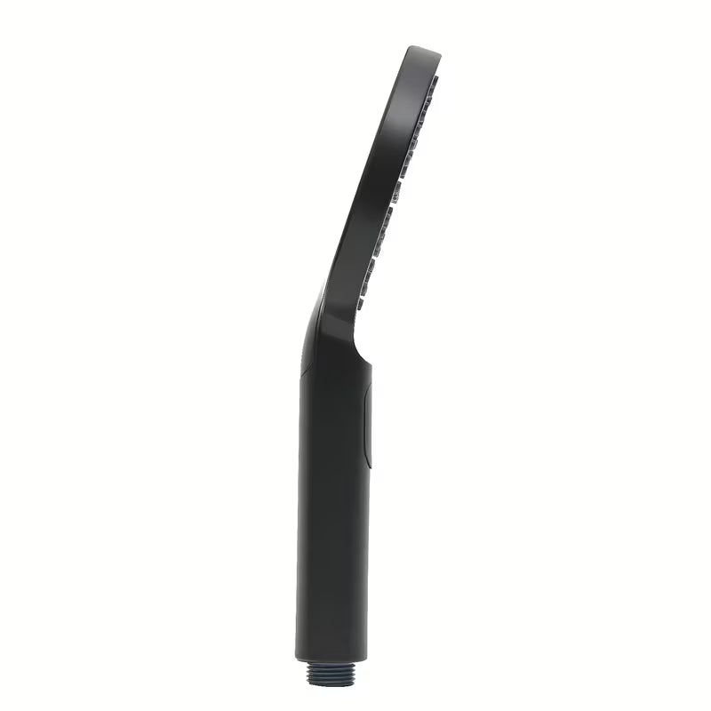 Černá ruční sprcha SAT s oblým designem, průměrem 12 cm a třemi funkcemi proudu vody.
