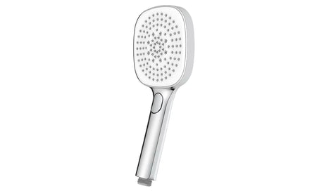 Ruční sprchová hlavice SAT v bílé a chromu s průměrem 12 cm a tlačítkem EasyClick pro 3 proudy.