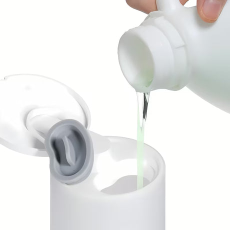Bílý bezdotykový stolní dávkovač mýdla a dezinfekce SAT s nádržkou 250 ml