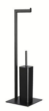 Černá matná WC štětka SAT s držákem toaletního papíru v kovovém provedení