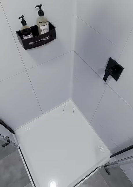 Černá matná nerezová koupelnová polička SAT s vyjímatelnou černou plastovou vložkou