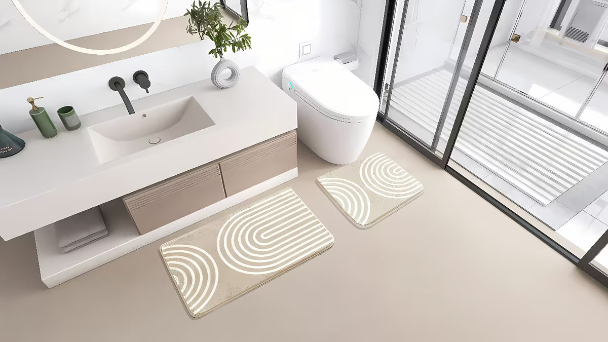 Béžová WC předložka SAT z polyesteru s výškou vlasu 1,5 cm
