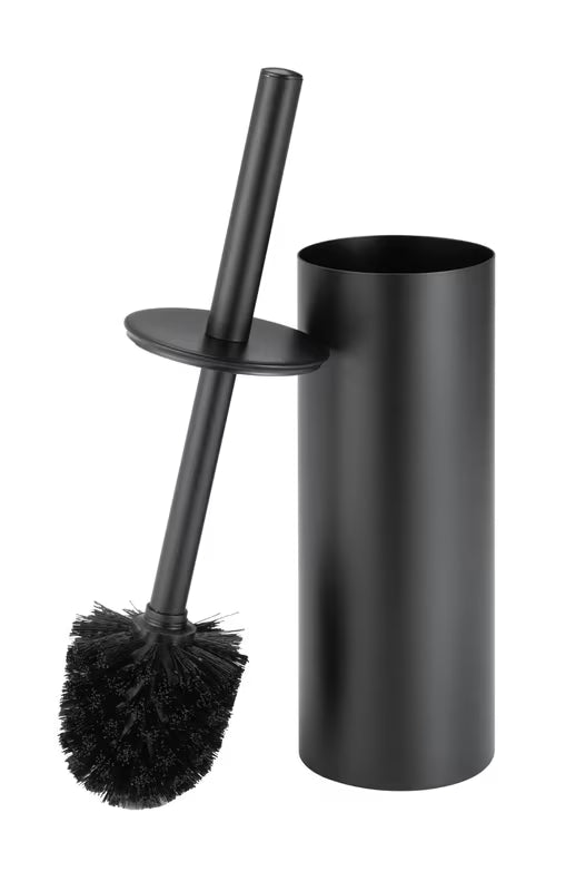 Volně stojící WC štětka SAT z nerezové oceli v černé matné barvě pro moderní koupelnu.