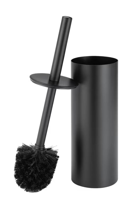 Volně stojící WC štětka SAT z nerezové oceli v černé matné barvě pro moderní koupelnu.