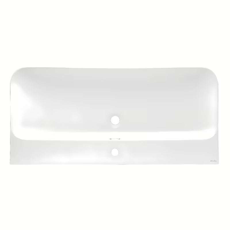 Nábytkové keramické umyvadlo SAT Fusion 100,6x46,3 cm v bílé matné barvě s otvorem pro baterii uprostřed.