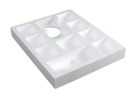 Bílý polystyrenový nosič SAT pro sprchovou vaničku z odolného HDPS pro stabilní a rychlou montáž.