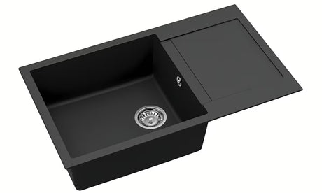 Černý granitový kuchyňský dřez SAT s odkapávačem pro montáž na pracovní desku
