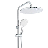 Sprchový systém SAT Chrome s termostatickou baterií, hlavovou sprchou 25 cm a ruční sprchou se třemi proudy.