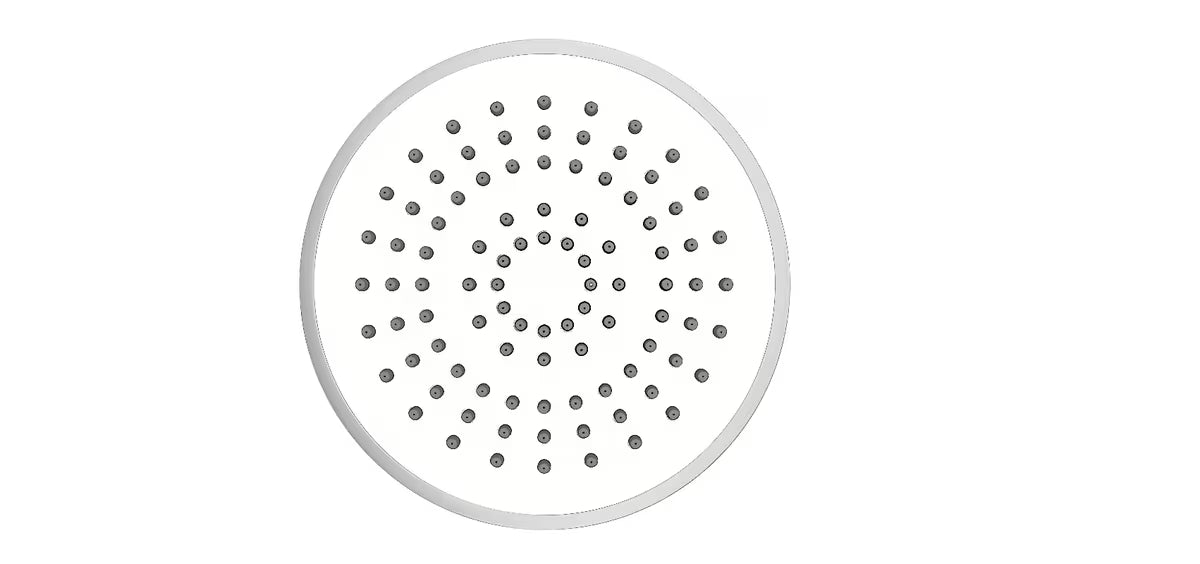 Sprchový systém SAT Chrome s termostatickou baterií, hlavovou a ruční sprchou a skleněnou poličkou v chrom/bílém provedení.
