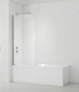 Vanová zástěna SAT Chrome s chromovým profilem, otočným panelem a sklem s úpravou EasyClean, výška 150 cm.